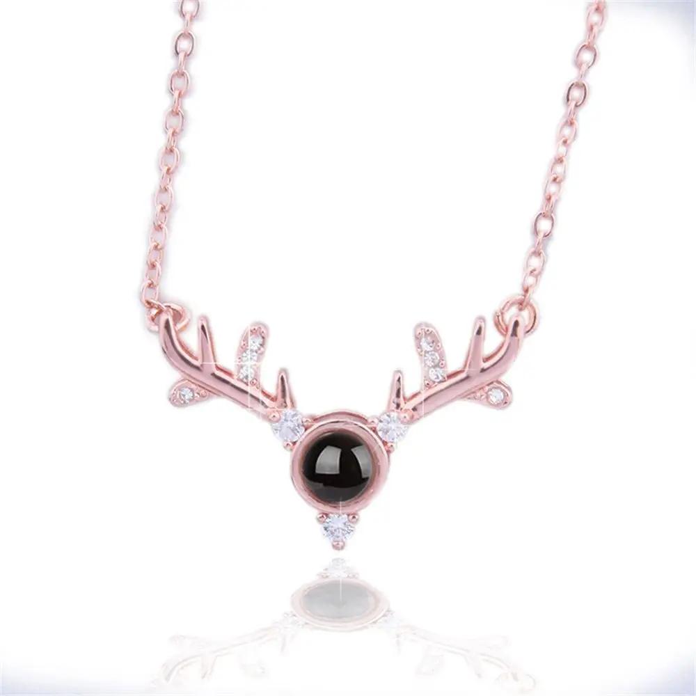 1PC Fashion Love Heart Letter Crystal Necklace 100 Languages I Love You Projection Pendant Necklace Women Jewelry Friends Gifts