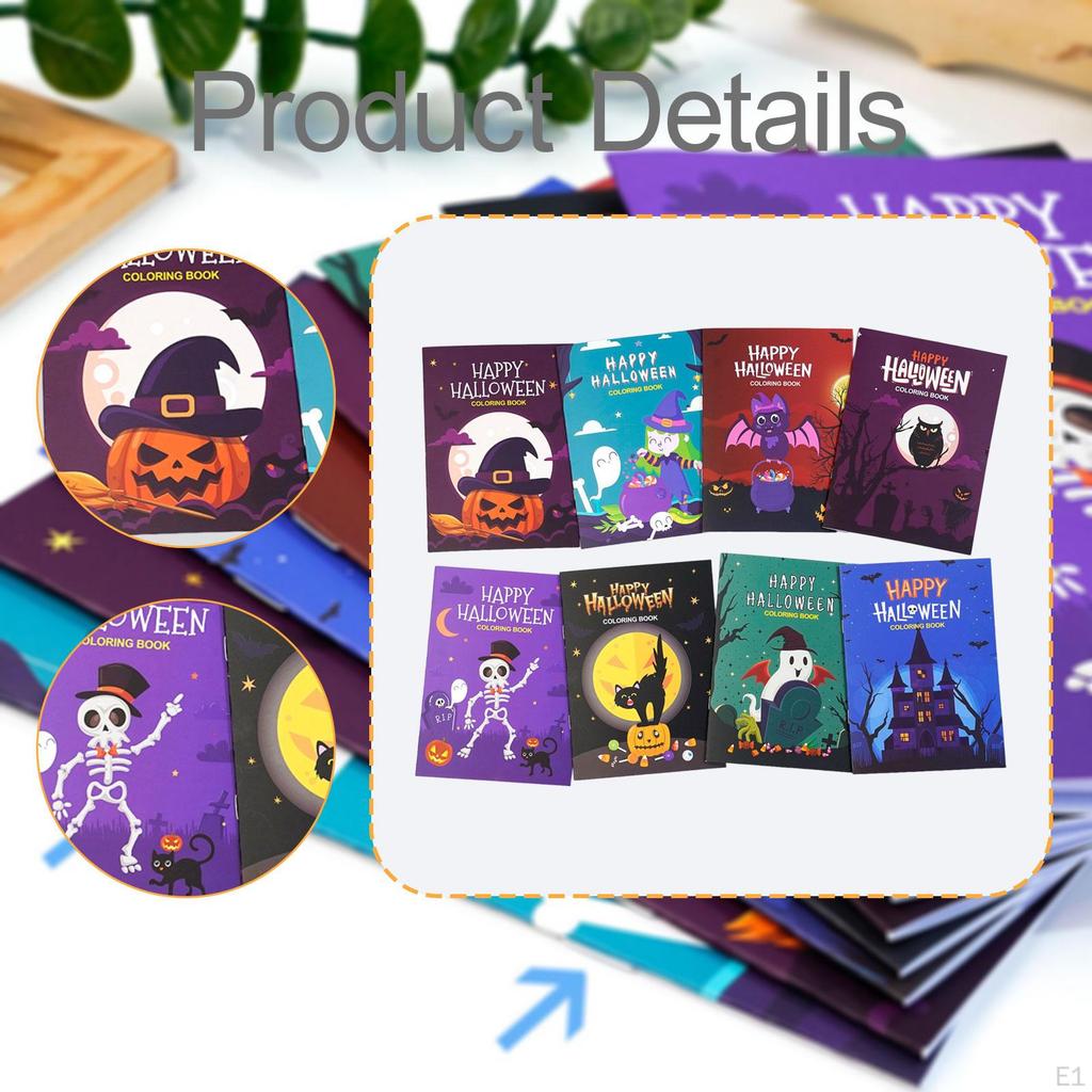 8x Halloween Malbuch für Kinder Einfach Ausmalen Ausfüllen Graffiti Niedlich Antwortspiel