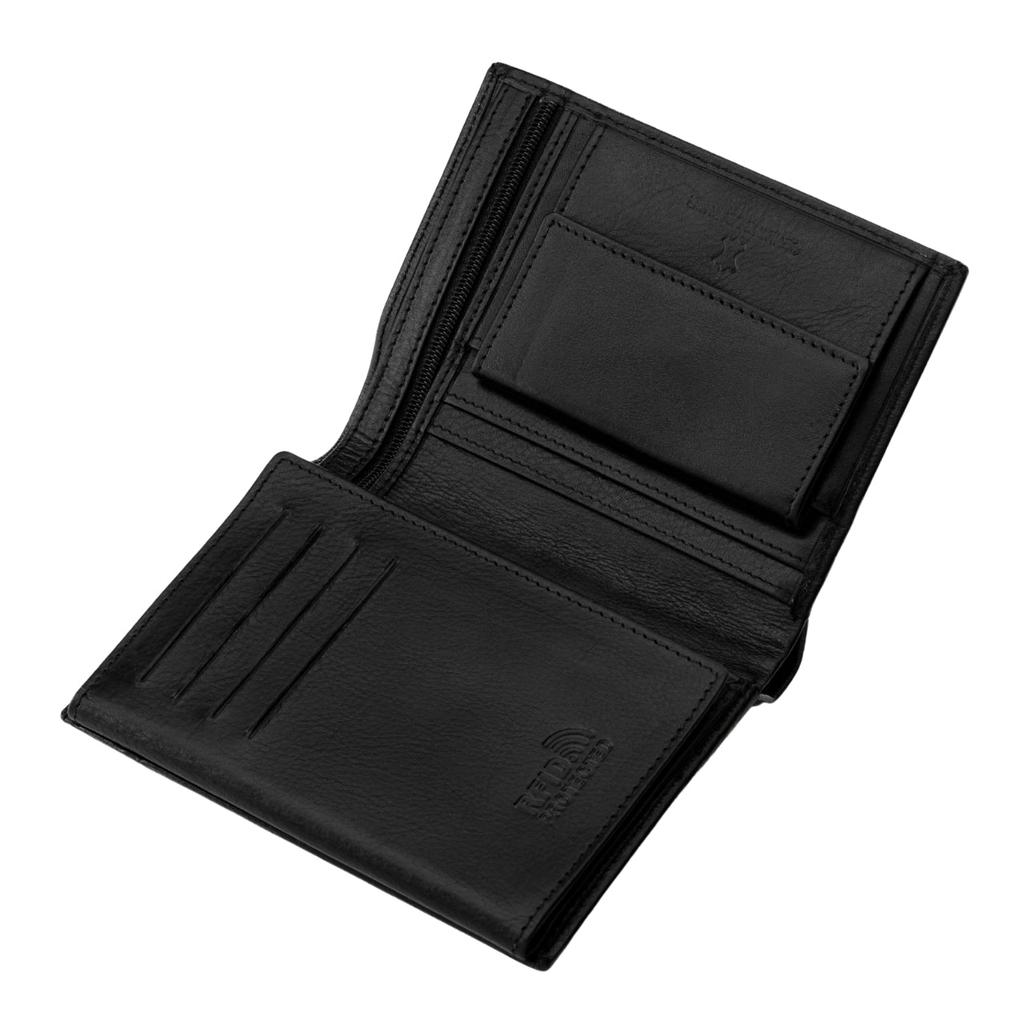 Wings Men' Cowhide Leather Wallet Black