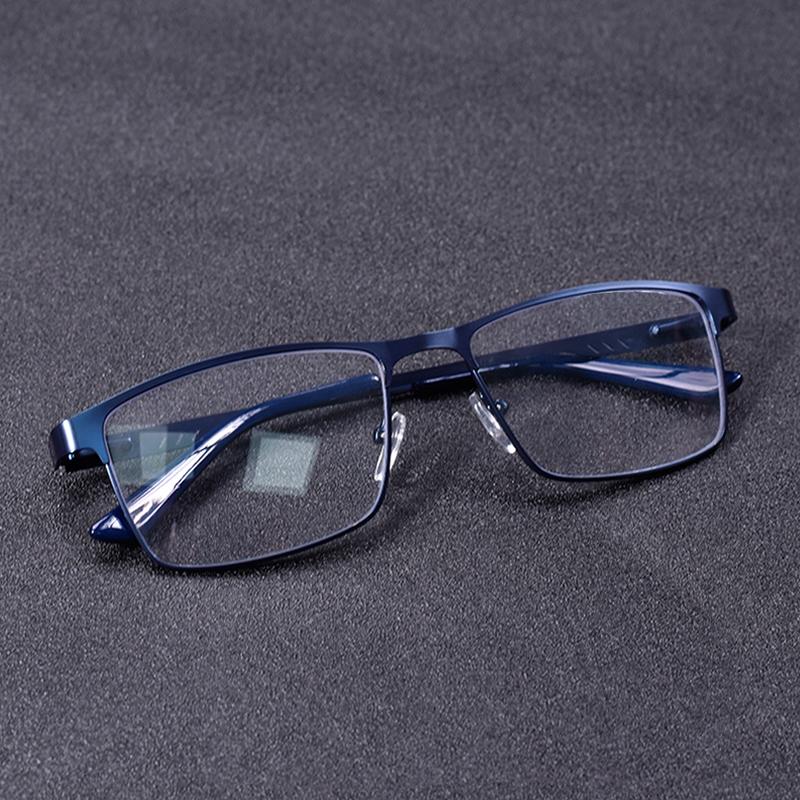 Alloy Business Reading Glasses For Men Blue Light Blocking Computer Lenses Retro Hyperopia Prescription Eyeglasses +100