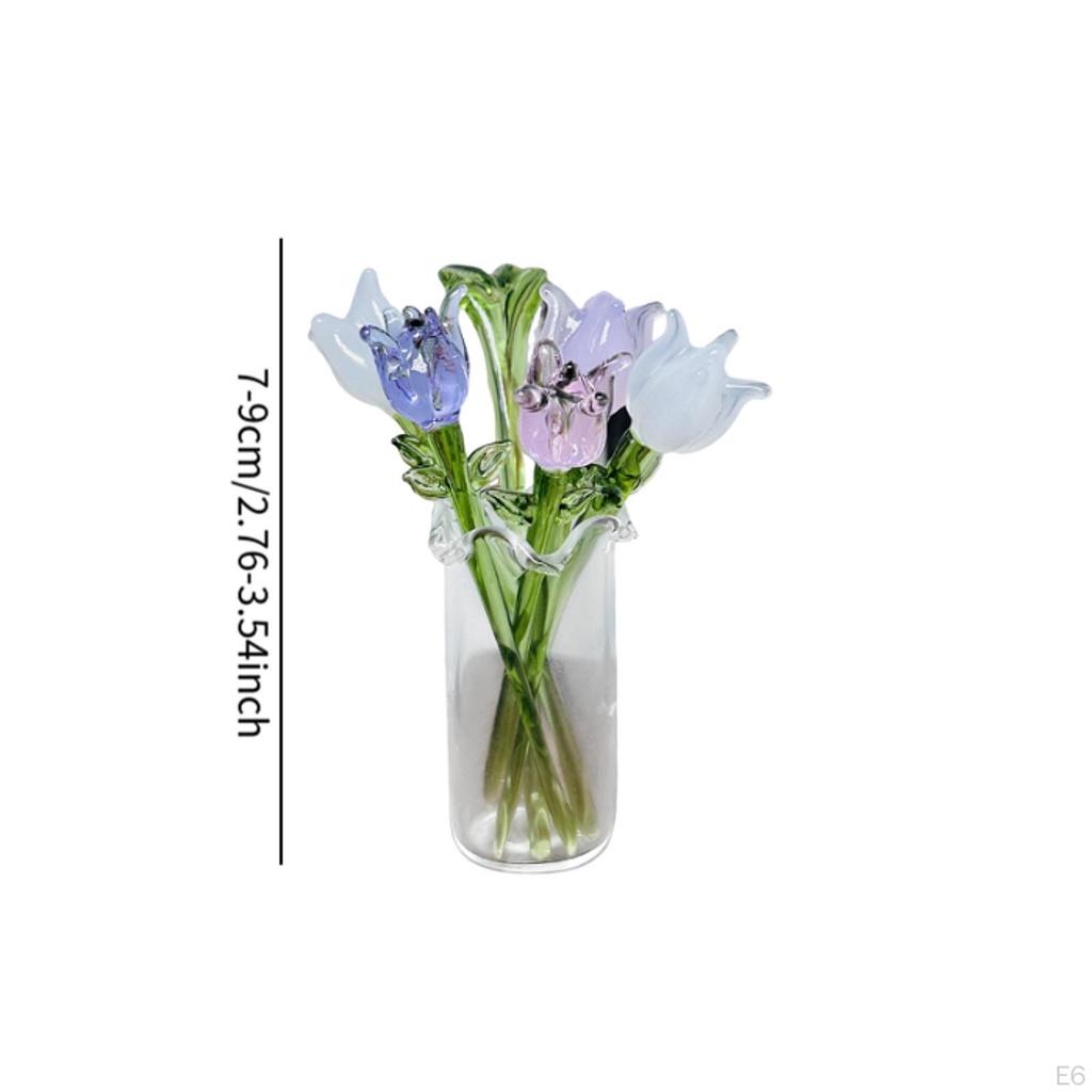 Artificial Flower Bouquet in Vase, Collectible Figurines for Home Decor Gifts