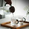 Glacial Pattern Glass Cup Heat Resistant Coffee Cup with Handle Transparent Breakfast Milk Mug Household Drinking Tools Gifts