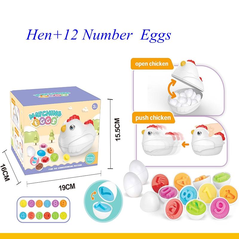 Toddler Chicken Eggs Toy Montessori 12 Matching Eggs Sensory Color Shape Educational Learning Toy Party Gift For Boys Girls