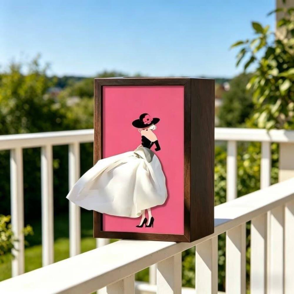 Wooden Desktop Wooden Tissue Box Luxury Art Napkin Holder Ballet Tissue Box Bedside Table D