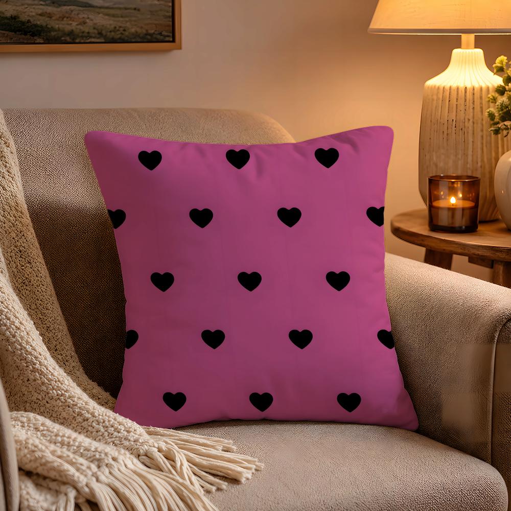 Love Print Pattern Pillow Case Soft Plush Cushion Cover Double Print and Invisible Zipper for Sofa Home Car Use