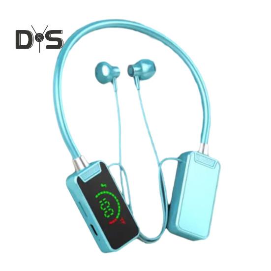 

Беспроводные наушники Bluetooth-совместимые подвесные наушники с шейным ободом со светодиодным дисплеем Водонепроницаемые беспроводные наушники с шейным ободом синий