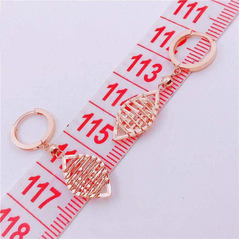 Rose Gold-Plated Women'S Pure Purple Gold Personalized Classic Colored Gold Rhombus Hollow Ear Buckle