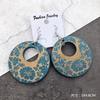Bohemian wood earrings women's personality exaggerated print flower stud earrings vacation versatile temperament earrings