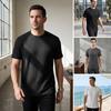 Herren Jacquard T-Shirt Einfarbige Rundhals gestreiftes Tee Lockerer Schnitt Lässig Stilvolles Sommer T-Shirt für den täglichen Gebrauch Straße Strand Urlaub