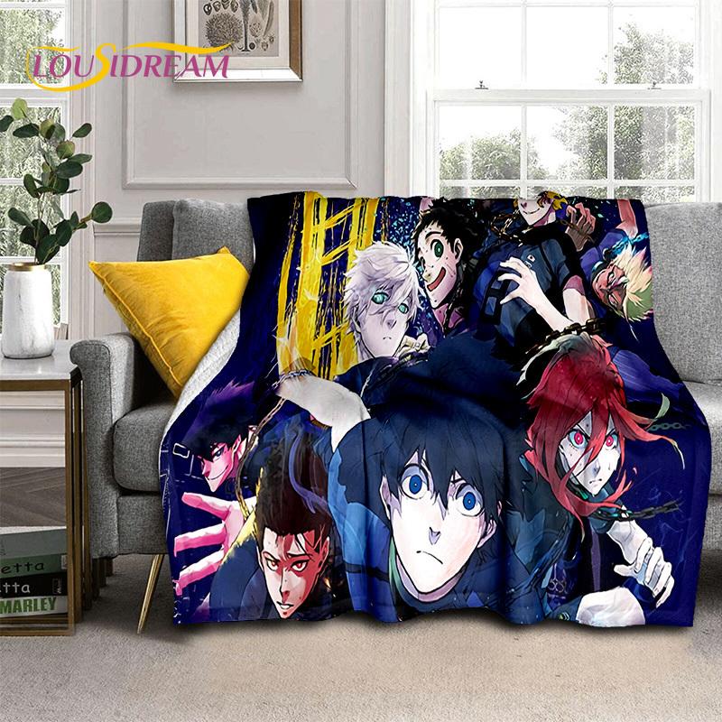 

3D Blue Lock Cartoon Football Anime Blanket,Soft Throw Blanket for Home Bedroom Bed Sofa Picnic Travel Office Cover Blanket Kids 30x40in