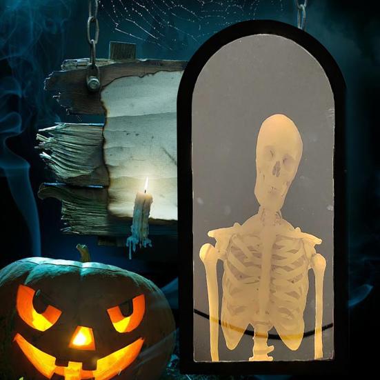 Yousheng Halloweenowe Lustro Ducha LED Nawiedzone Lustro z Hologramem Szkieletu na Halloweenowe Materiały Imprezowe Dekoracja Wewnętrzna Sypialni Kuchni
