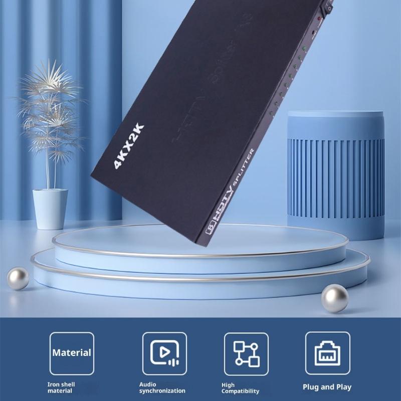 1x8 HDTV Distribution Amplifier With 4K60Hz Resolution Output Intelligent Switching For Gaming Consoles And PC