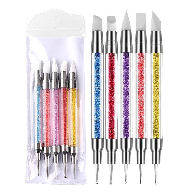 Multifunctional Double-Ended Nail Art Silicone Pen for Beading, Gluing, Carving, Rhinestone Pressing, and Embossing