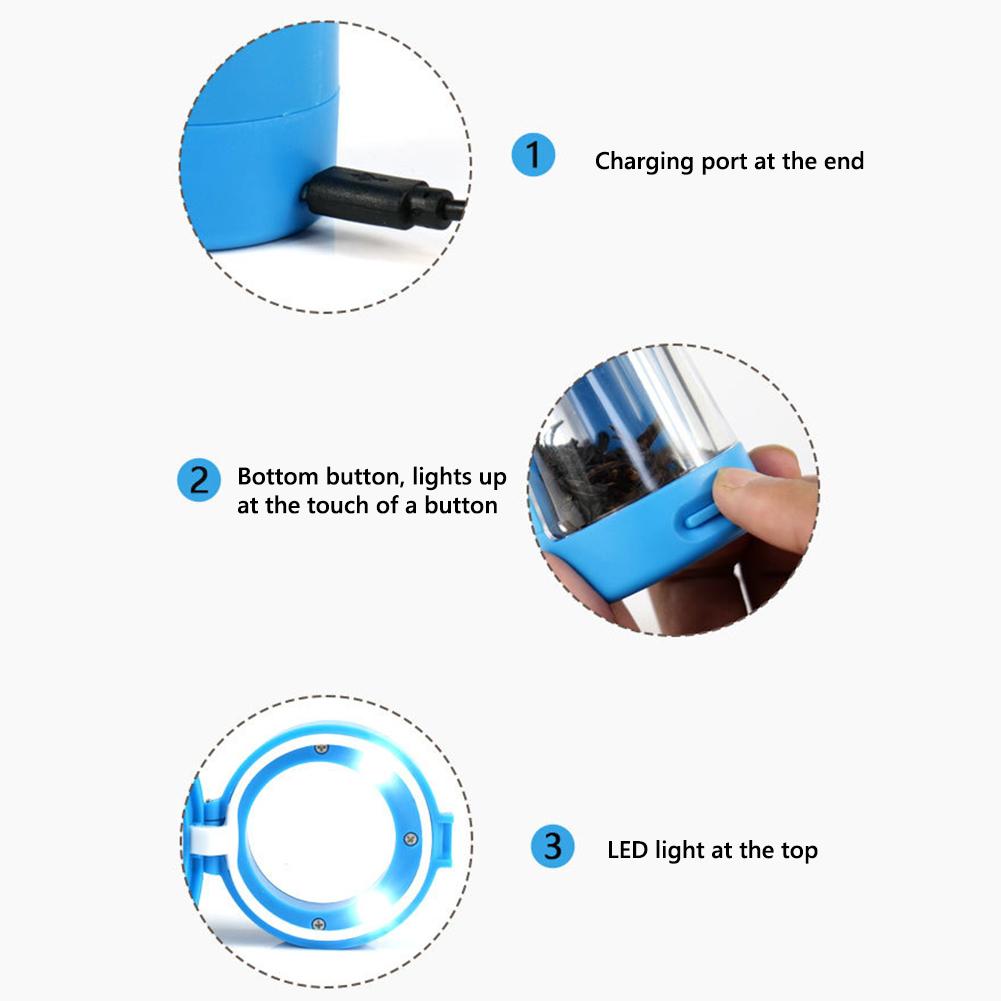 LED Lights Storage Container USB Rechargeable 50ml Sealed Box Moisture-proof Herb Container with Magnifying Lid Fathers Day Gift