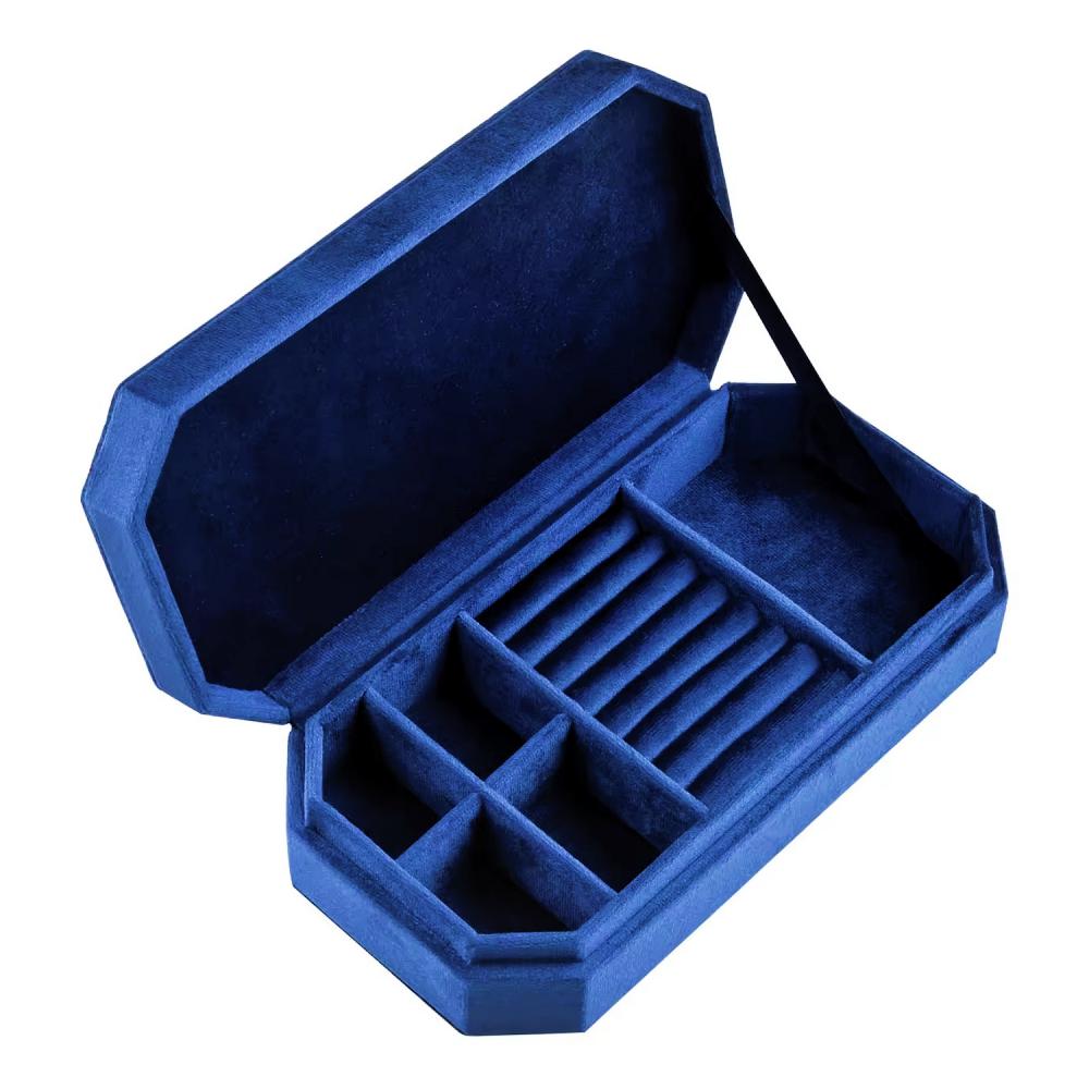 New Octagonal Luxury Velvet Jewelry Box Multi-Compartment Portable Travel Ring Earrings Necklace Jewelry Storage Box Custom Logo
