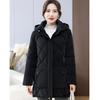 Giacca invernale casual con cappuccio da donna, cappotto imbottito in cotone, piumino di media lunghezza, parka caldo in cotone, abbigliamento da mamma