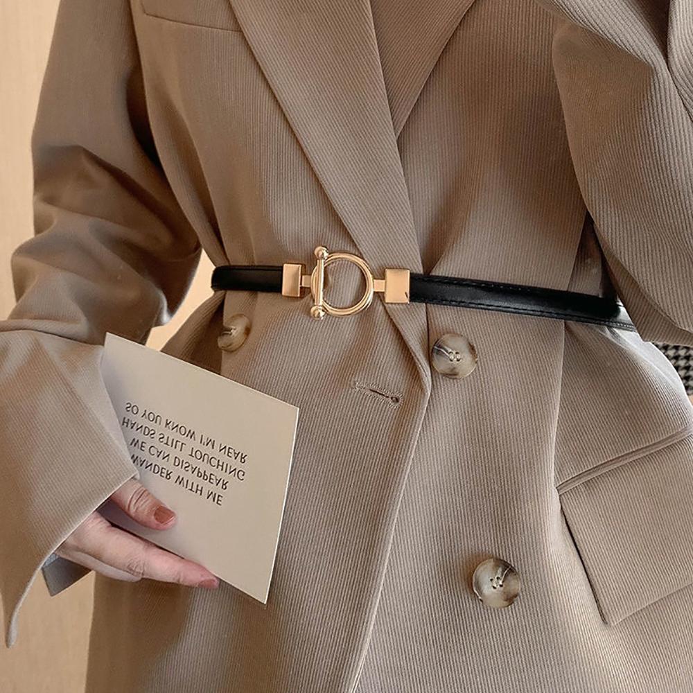 Personality Luxury Trouser Adjustable Dress Women Waistband Waist Belt PU Belt Metal Hook Buckle