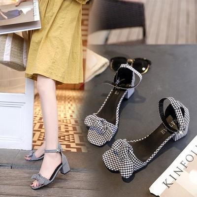 Fashion Sandal for Women Summer New Elegant Butterfly Block Heels Chunky Sandals Wedge Plaid Fashion Chunky Women's Shoes Trend 2024 Hot