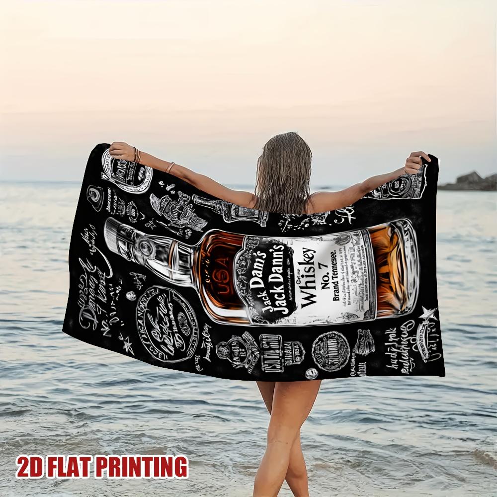 Whiskyflasche Graffiti Kunst Strandtuch, Urban Street Wall Design Schnelltrocknendes Sandfreies Mikrofaser Badetuch für Yoga und Reisen