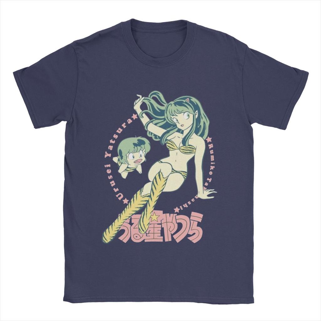 Lum Ran Ataru Urusei Yatsura Men's T Shirts Anime Funny Tees Short Sleeve Crew Neck T-Shirt Cotton Graphic Clothes