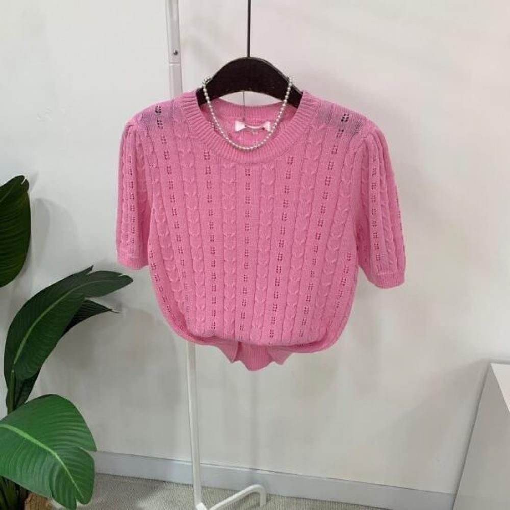 C S In The Room Lema punChIng Puff Sleeve Short Sleeve Knit 4Color