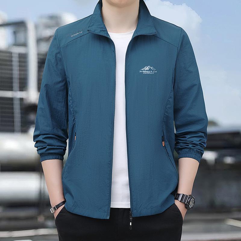 Sunscreen Jacket for Men In Summer, Ultra-thin, Loose, Breathable Skin Jacket, Casual Stand Up Collar Jacket, Outdoor Fishing