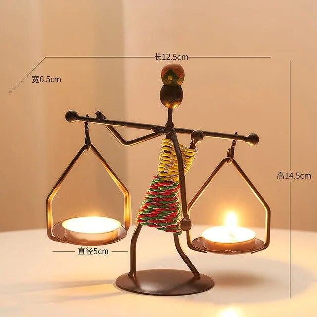 Nordic Metal Candlestick Abstract Character Sculpture Candle Holder Decor Handmade Figurines Home Decoration Art Gift