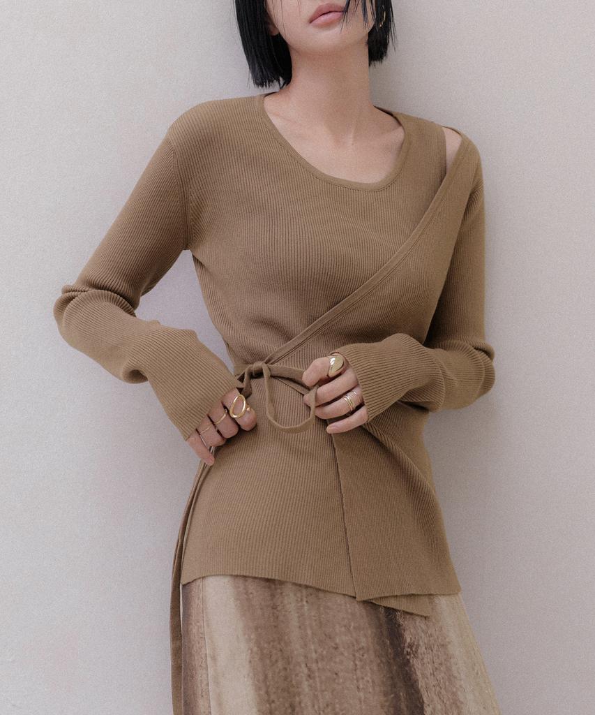 MEMUA Moment Soft Rib Wrap Knit (Ivory)