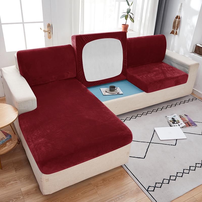 Samtstoff Sofa-Sitzbezug für Wohnzimmer, elastischer Sofa-Kissenbezug, weicher Couch-Schonbezug, Möbelschutz für Zuhause