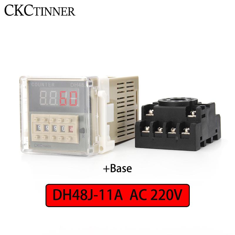 DH48J-11A 11 Pin Contact/sensor Signal Input Digital Counter Relay DH48J-11A 12V To 380V Power Failure Memory Function with Base 1