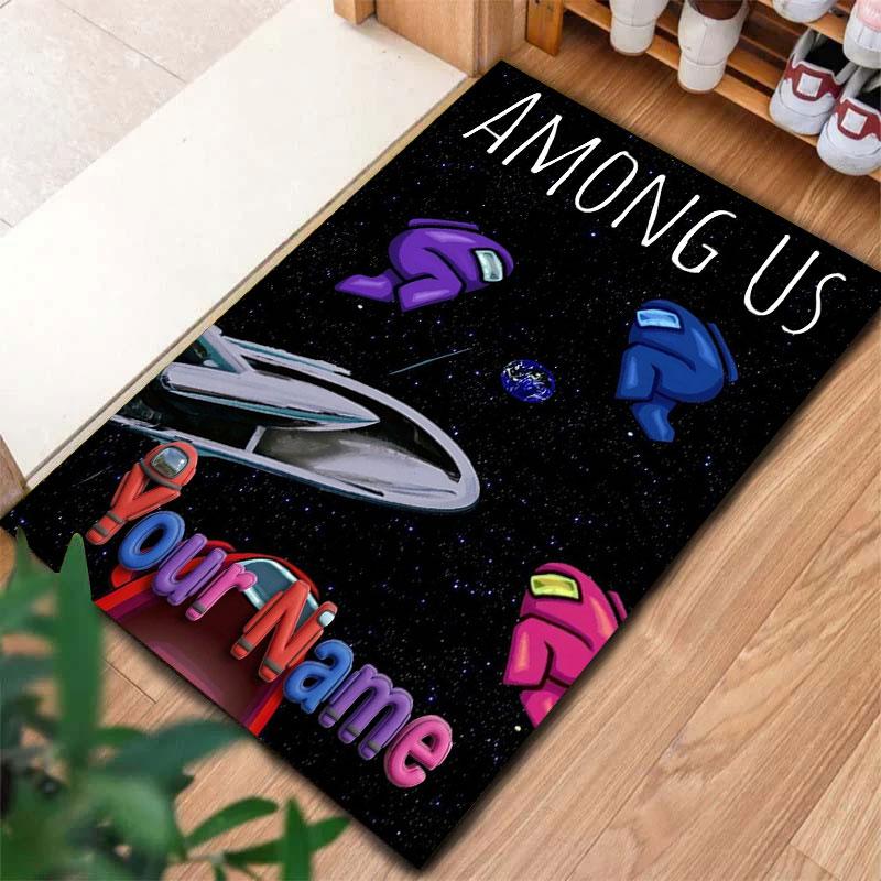 Among Us Custom Name Carpet Rug for Living Room Bedroom Home Sofa Decoration,Kids play Non-slip Floor Mat