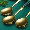 10 Stück Suppenlöffel Hochtemperaturbeständig Langer Griff Rund Kontrastfarbe Glänzende Oberfläche Speisen Edelstahl
