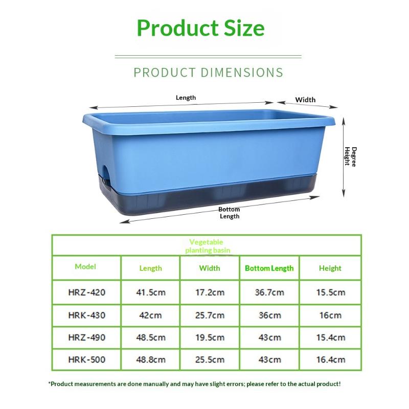 Rectangular Self Watering Planter Box UV Resistant Plastic Window Box with Drainage Tray for Outdoor Porch Green Planting