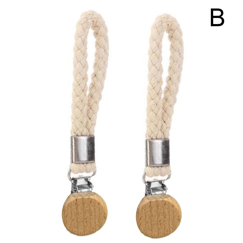 

2pcs Multi Functional Non Perforated Kitchen Towel Clip Woven Rope Beech Wood Round Head Storage for Bathroom Clip