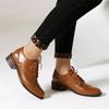 British Women Derbies Spring Autumn Mid Heel Oxfords White Yellow Brown Mixed Color Medallion Vintage Round Toe Lace Up Brogues