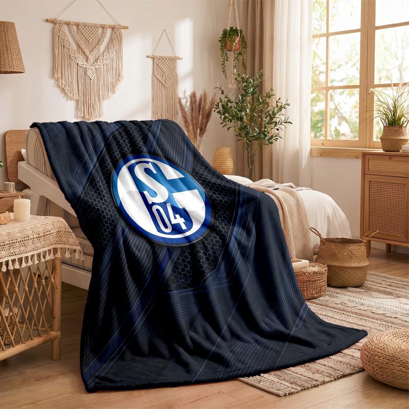 Schalke 04 Theme Fleece Blanket Cozy Soft Plush Blanket For Bedroom Couch Travel