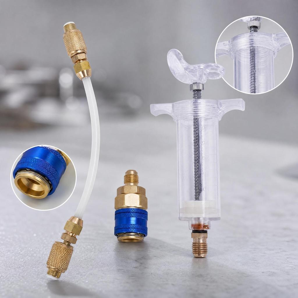 30 Ml Manual A/C Oil Injector Brass Fittings for Garage, Workshop, DIY Mechanics