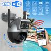 Dual Lens WiFi IP Camera Outdoor Ceiling/Wall Mounted Waterproof Security IR Cameras Night Vision Dual Screen Human Detection