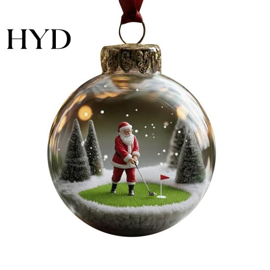 Christmas Hanging Pendant Santa Claus Decoration Clear Ball Playing Tennis Golf Decor Soccer Basketball Badminton Xmas Tree Ornament Party Essential A