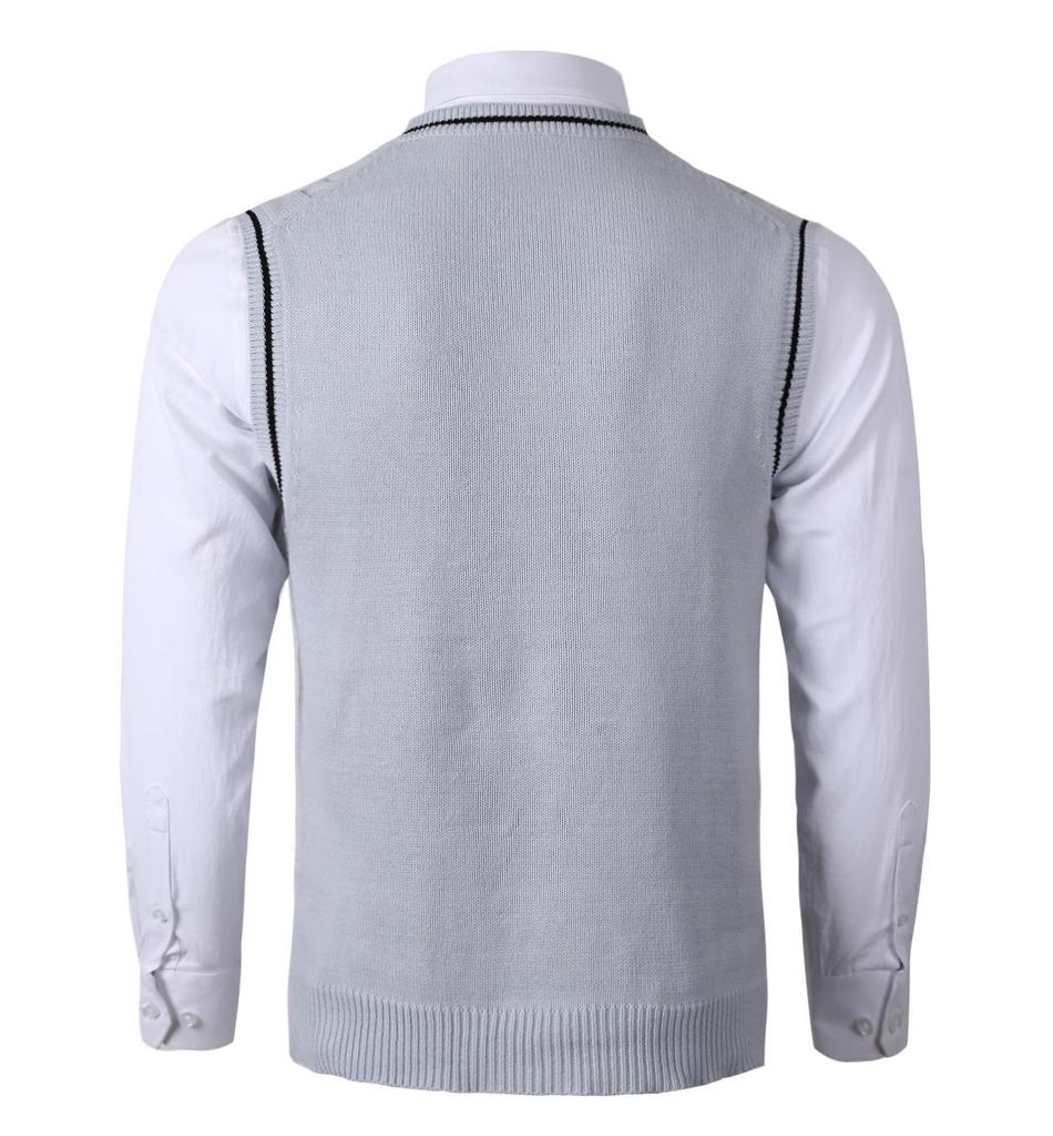 Męska dzianinowa kamizelka bez rękawów z dekoltem w serek - Rozmiar duży, Casualowa, pogrubiona kamizelka