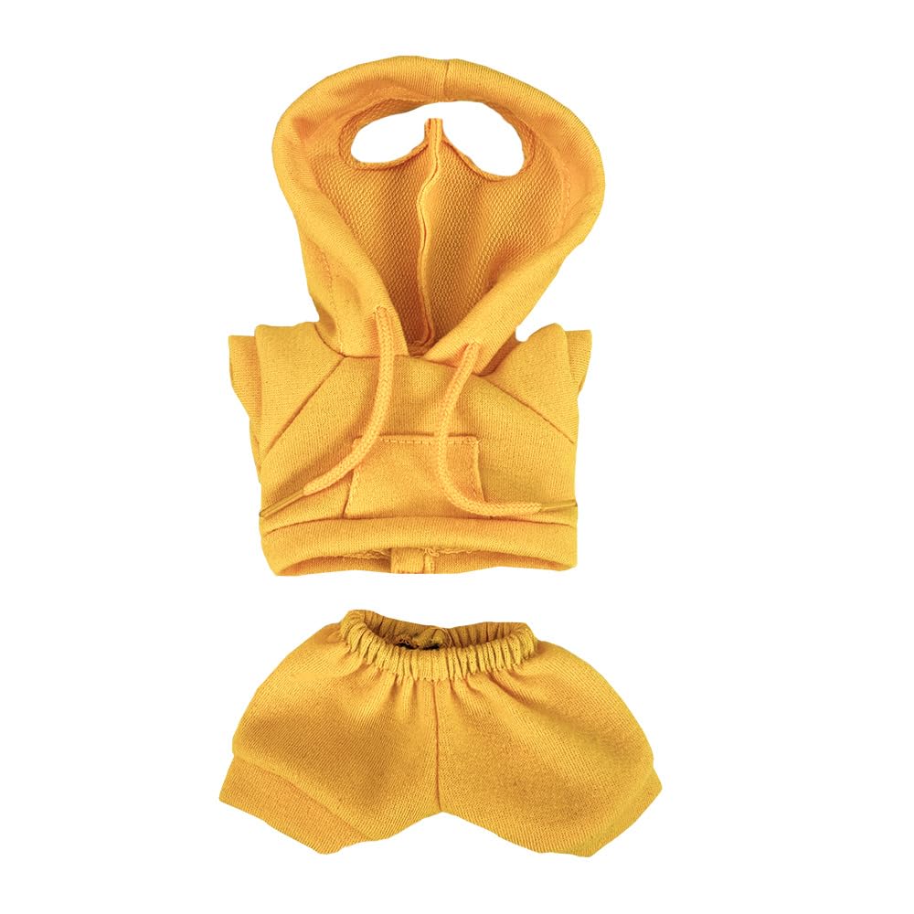 Xyrmync Plush Toy Hoodie & Pants Set, Fits 15-17cm Dolls, Clothing Coordination (Yellow)