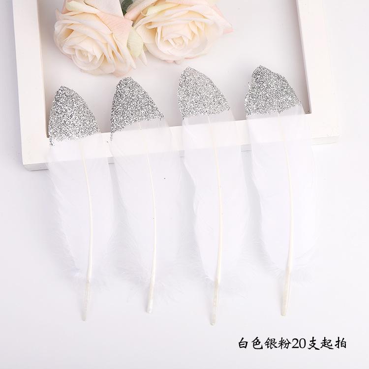 Golden Feather Colored Goose Feather Spray Gold Hard Big Floating Feather Jewelry Accessories Whole Face Semi-Golden Diy Handmade Decoration