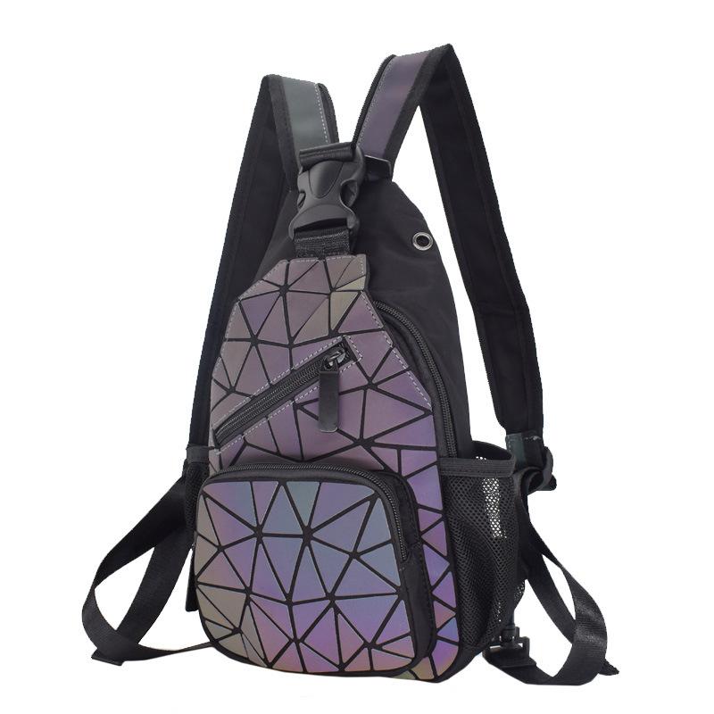 New Geometric Rhombus Backpack Variety Backpack Men's and Women's Symphony Luminous Shoulder Bag Women's Breast Bag