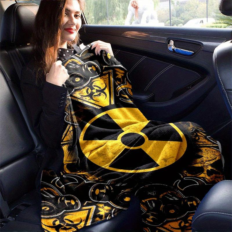 1pc Radiation Symbol Printing Lightweight Flannel Blanket, Comfortable and Warm Blanket, for Camping Sofa Bed and Couch Office, Gift