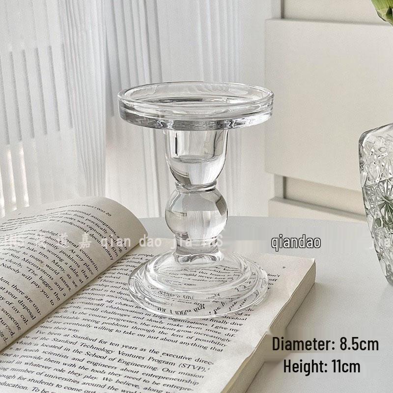 Roman Column Crystal Glass Candlestick: Retro Ornament for Romantic Candlelight Dinners and Photo Props.