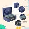 Indian Factory Metal Cash Box with Combination Lock, Money and Coin Organizer for Shop, Office and Home, Blue, 15.4D X 19.7W X 8.5H Centimeters