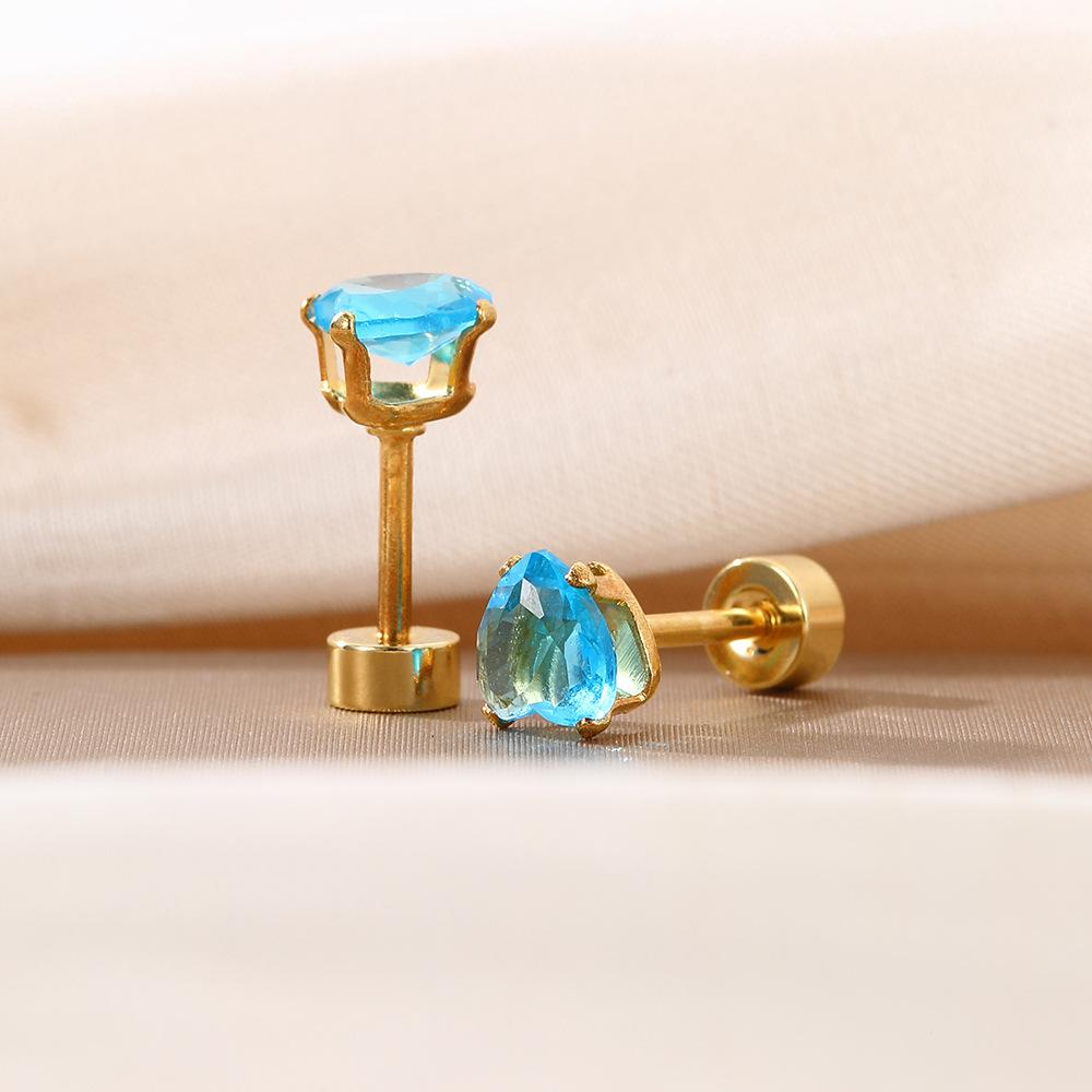Simple Color Love Zircon Dopamine Stud Earrings, Light Luxury Design Sense Spiral Fashion Earrings Women