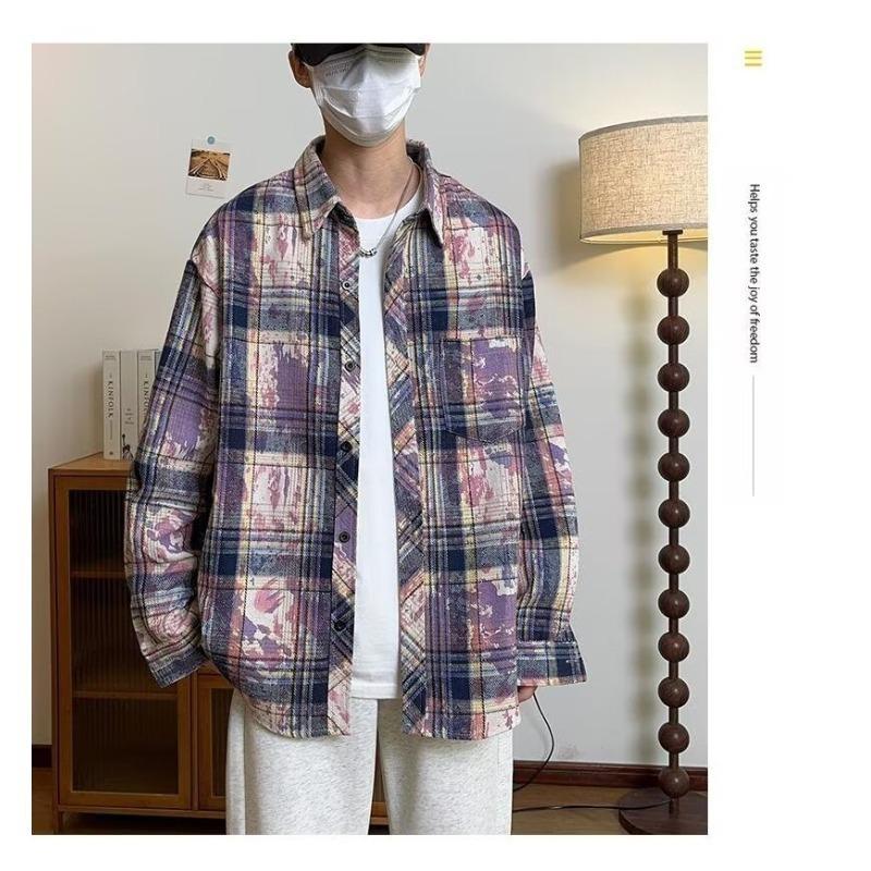 Design-designed Plaid Shirt Long-sleeved Jacket for Men's Spring and Autumn New High-end Casual Top