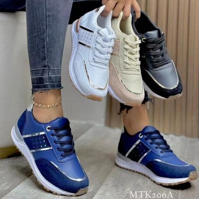 Baskets montantes sport-décontractées à lacets pour femmes grandes tailles - Semelles épaisses pour l'automne/hiver