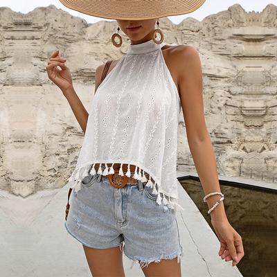 Women's Fashion Casual Solid Color Print Sleeveless Blouses & Shirts